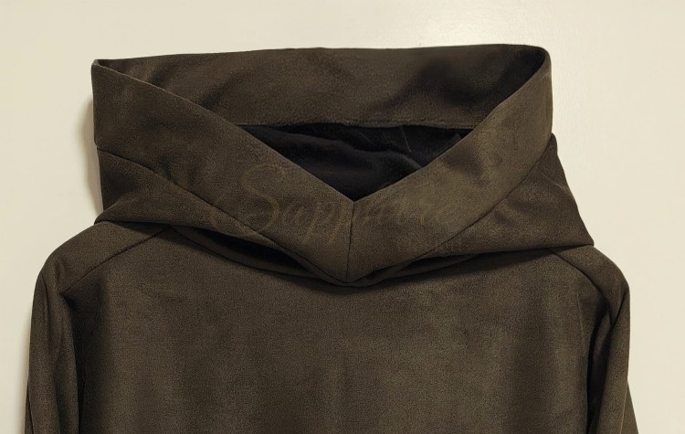 Kaptur w bluzie khaki z imitacji zamszu
